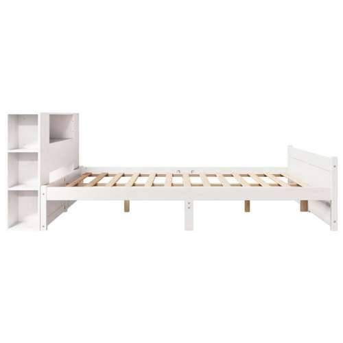 Krevet s regalom z knjige bez madraca bijeli 140x200cm borovina - Bijela 140 x 200 cm Cijena