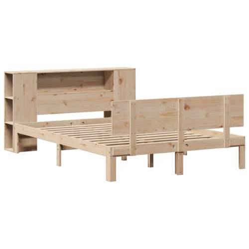 Krevet s regalom za knjige bez madraca 140x200 cm od borovine - Prirodna 140 x 200 cm Cijena