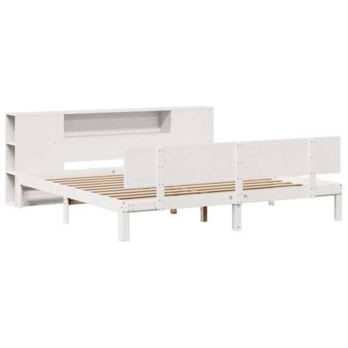 Krevet s regalom z knjige bez madraca bijeli 180x200cm borovina - Bijela 180 x 200 cm Cijena