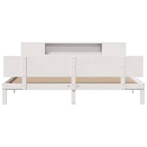 Krevet s regalom z knjige bez madraca bijeli 180x200cm borovina - Bijela 180 x 200 cm Cijena