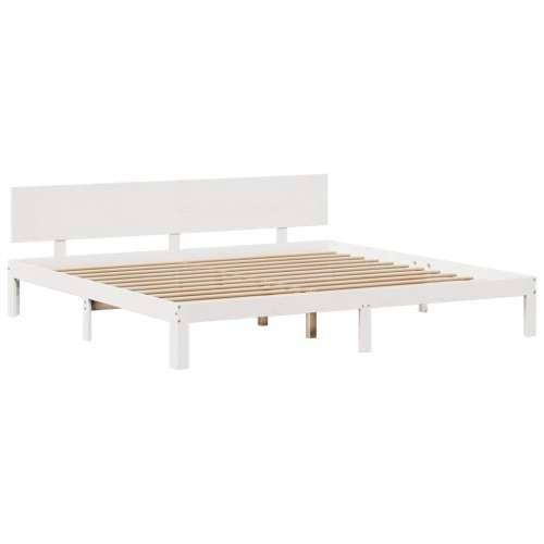Krevet s regalom z knjige bez madraca bijeli 180x200cm borovina - Bijela 180 x 200 cm Cijena