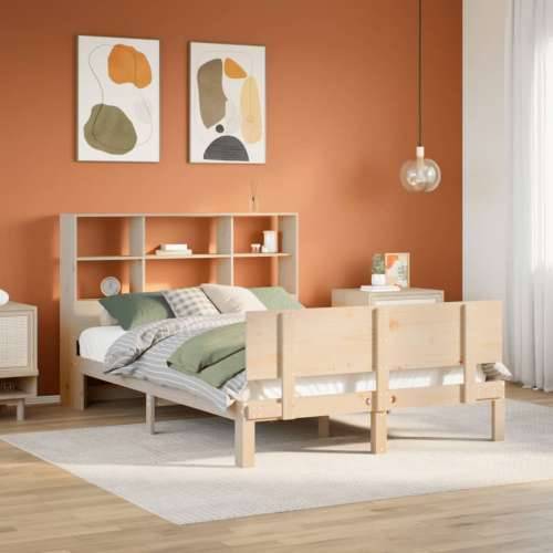 Krevet s regalom za knjige bez madraca 140x190 cm od borovine - Prirodna 140 x 190 cm Cijena