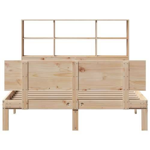 Krevet s regalom za knjige bez madraca 140x190 cm od borovine - Prirodna 140 x 190 cm Cijena