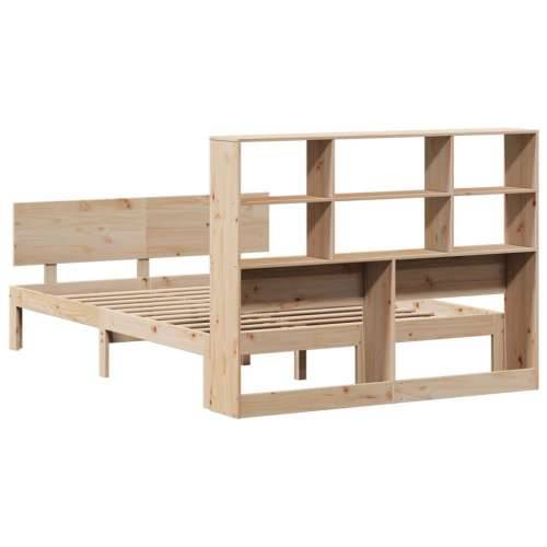 Krevet s regalom za knjige bez madraca 140x190 cm od borovine - Prirodna 140 x 190 cm Cijena