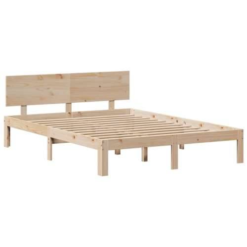 Krevet s regalom za knjige bez madraca 140x190 cm od borovine - Prirodna 140 x 190 cm Cijena