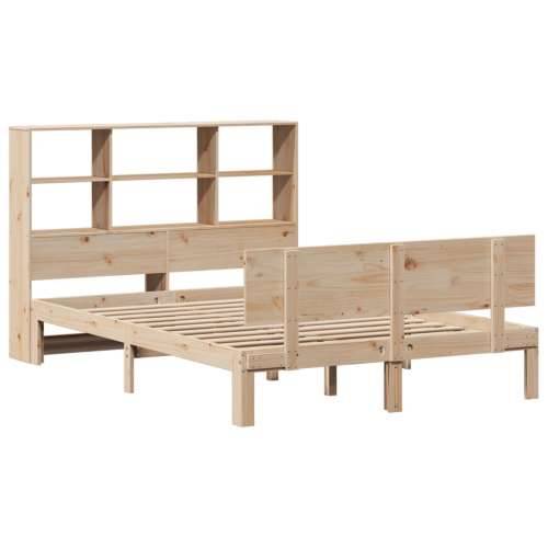 Krevet s regalom za knjige bez madraca 120x200 cm od borovine - Prirodna 120 x 200 cm Cijena