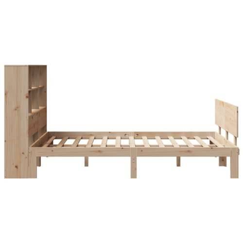 Krevet s regalom za knjige bez madraca 140x200 cm od borovine - Prirodna 140 x 200 cm Cijena