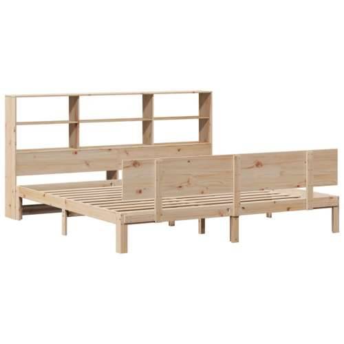 Krevet s regalom za knjige bez madraca 180x200 cm od borovine - Prirodna 180 x 200 cm Cijena