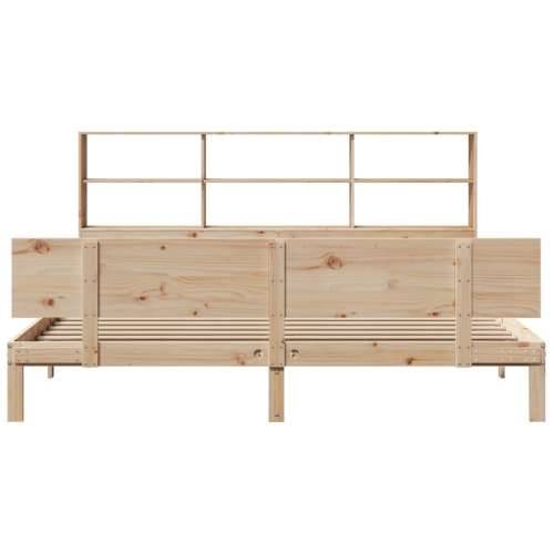 Krevet s regalom za knjige bez madraca 180x200 cm od borovine - Prirodna 180 x 200 cm Cijena