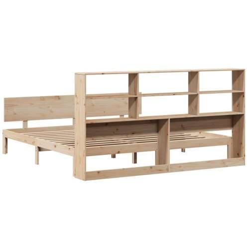 Krevet s regalom za knjige bez madraca 180x200 cm od borovine - Prirodna 180 x 200 cm Cijena