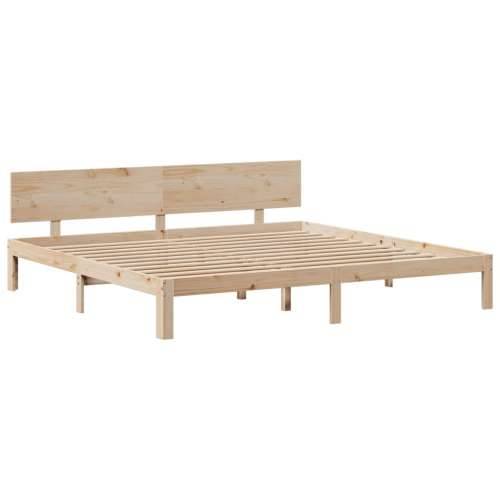 Krevet s regalom za knjige bez madraca 180x200 cm od borovine - Prirodna 180 x 200 cm Cijena