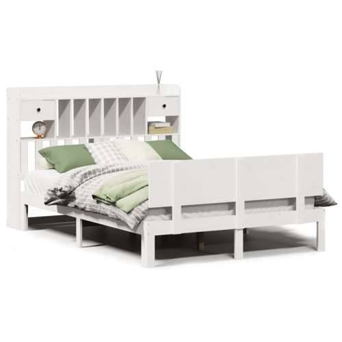 Krevet s regalom z knjige bez madraca bijeli 140x190cm borovina - Bijela 140 x 190 cm Cijena
