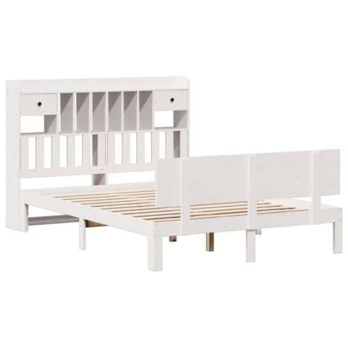Krevet s regalom z knjige bez madraca bijeli 140x190cm borovina - Bijela 140 x 190 cm Cijena