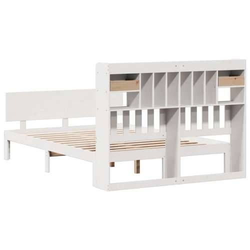 Krevet s regalom z knjige bez madraca bijeli 140x190cm borovina - Bijela 140 x 190 cm Cijena