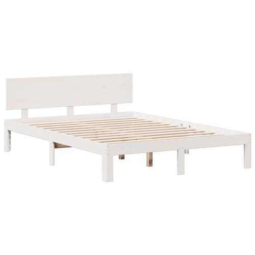 Krevet s regalom z knjige bez madraca bijeli 140x190cm borovina - Bijela 140 x 190 cm Cijena