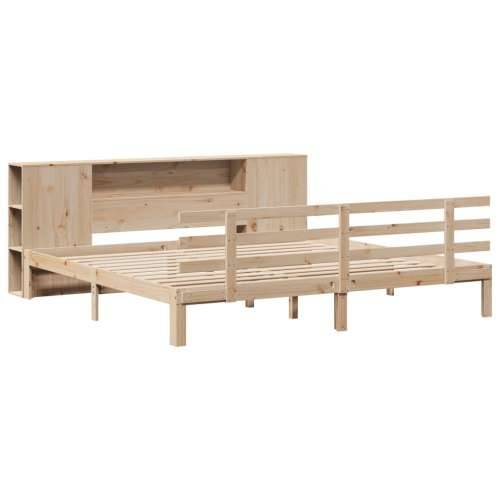 Krevet s regalom za knjige bez madraca 180x200 cm od borovine - Prirodna 180 x 200 cm Cijena