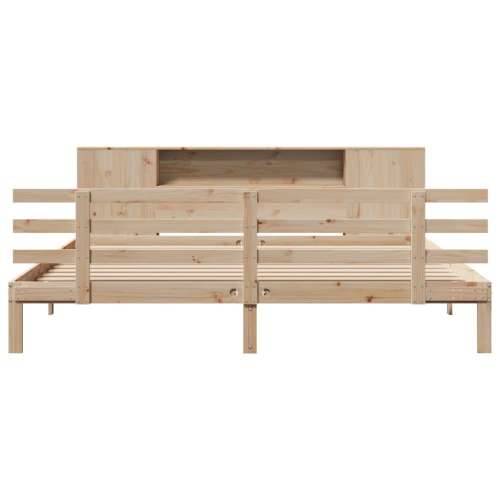 Krevet s regalom za knjige bez madraca 180x200 cm od borovine - Prirodna 180 x 200 cm Cijena