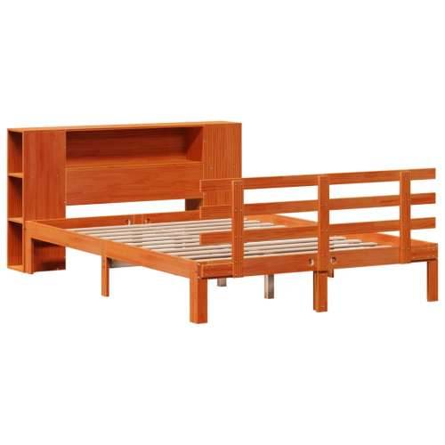 Krevet s regalom za knjige bez madraca 135 x 190 cm od borovine - Voštano smeđa 135 x 190 cm Cijena