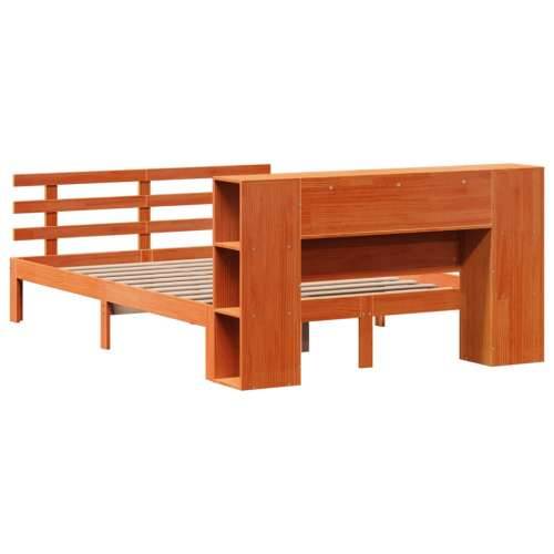 Krevet s regalom za knjige bez madraca 135 x 190 cm od borovine - Voštano smeđa 135 x 190 cm Cijena