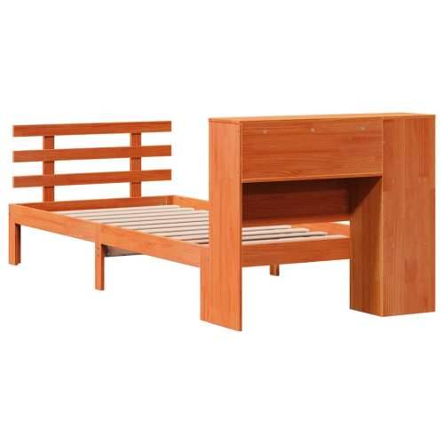 Krevet s regalom za knjige bez madraca 100 x 200 cm od borovine - Voštano smeđa 100 x 200 cm Cijena