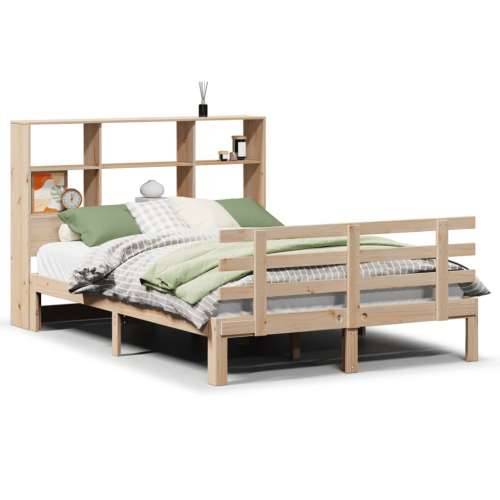 Krevet s regalom za knjige bez madraca 140x190 cm od borovine - Prirodna 140 x 190 cm Cijena