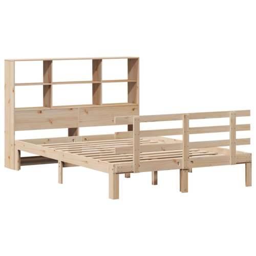 Krevet s regalom za knjige bez madraca 140x190 cm od borovine - Prirodna 140 x 190 cm Cijena