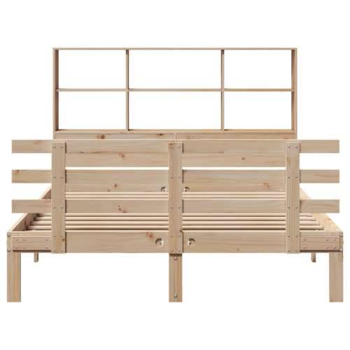 Krevet s regalom za knjige bez madraca 140x190 cm od borovine - Prirodna 140 x 190 cm Cijena