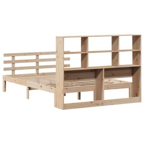 Krevet s regalom za knjige bez madraca 140x190 cm od borovine - Prirodna 140 x 190 cm Cijena