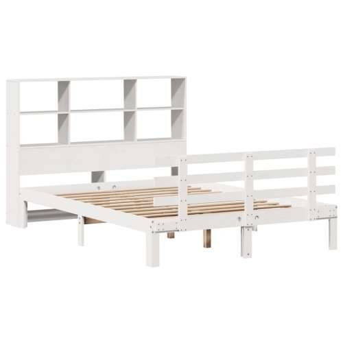 Krevet s regalom z knjige bez madraca bijeli 120x200cm borovina - Bijela 120 x 200 cm Cijena