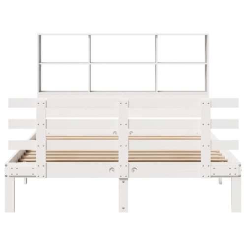 Krevet s regalom z knjige bez madraca bijeli 120x200cm borovina - Bijela 120 x 200 cm Cijena
