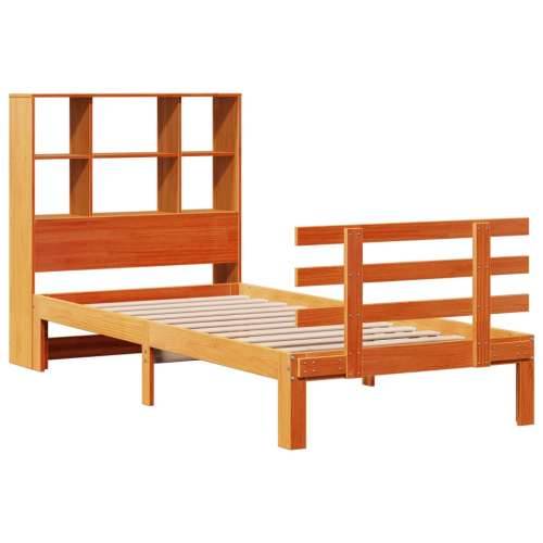 Krevet s regalom za knjige bez madraca 90 x 190 cm od borovine - Voštano smeđa 90 x 190 cm Cijena