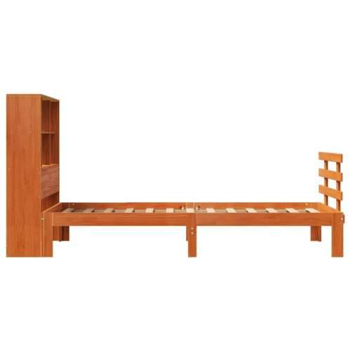 Krevet s regalom za knjige bez madraca 90 x 190 cm od borovine - Voštano smeđa 90 x 190 cm Cijena