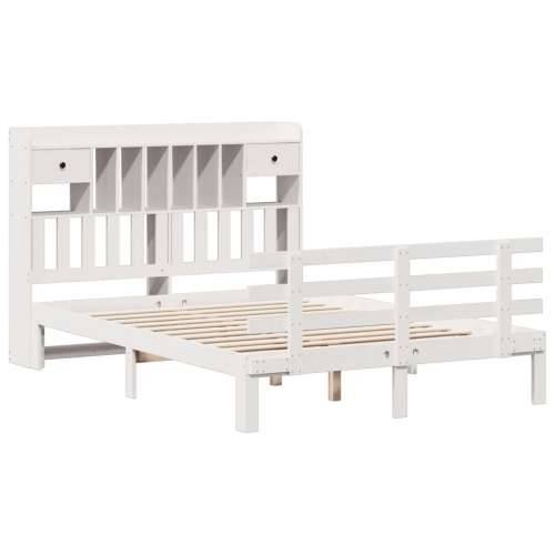 Krevet s regalom z knjige bez madraca bijeli 140x190cm borovina - Bijela 140 x 190 cm Cijena