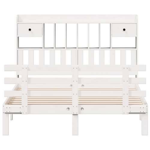Krevet s regalom z knjige bez madraca bijeli 140x190cm borovina - Bijela 140 x 190 cm Cijena