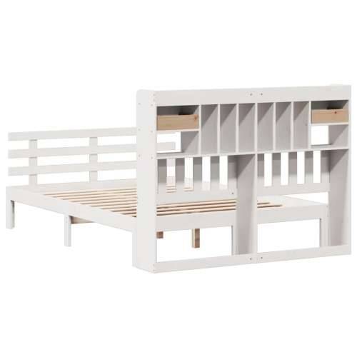 Krevet s regalom z knjige bez madraca bijeli 140x190cm borovina - Bijela 140 x 190 cm Cijena