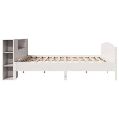 Krevet s regalom z knjige bez madraca bijeli 200x200cm borovina - Bijela 200 x 200 cm Cijena