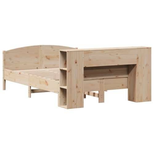 Krevet s regalom za knjige bez madraca 120x190 cm od borovine - Prirodna 120 x 190 cm Cijena