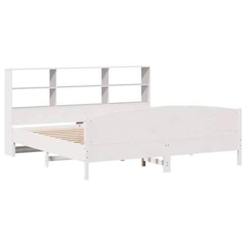 Krevet s regalom z knjige bez madraca bijeli 180x200cm borovina - Bijela 180 x 200 cm Cijena