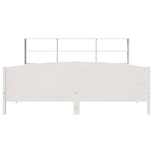 Krevet s regalom z knjige bez madraca bijeli 180x200cm borovina - Bijela 180 x 200 cm Cijena