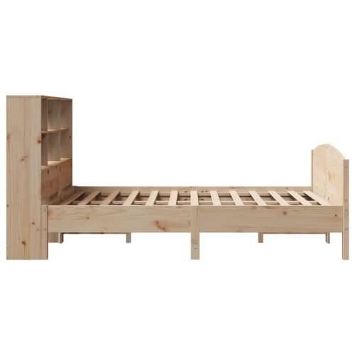Krevet s regalom za knjige bez madraca 120x200 cm od borovine - Prirodna 120 x 200 cm Cijena