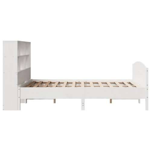 Krevet s regalom z knjige bez madraca bijeli 140x190cm borovina - Bijela 140 x 190 cm Cijena