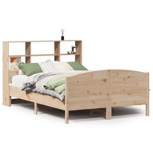 Krevet s regalom za knjige bez madraca 135x190 cm od borovine - Prirodna 135 x 190 cm Cijena