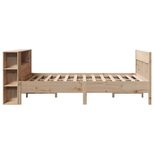 Krevet s regalom za knjige bez madraca 150 x 200 cm od borovine - Prirodna 150 x 200 cm Cijena