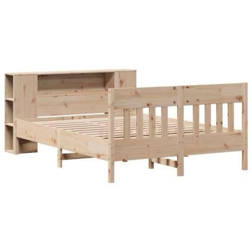 Krevet s regalom za knjige bez madraca 120x200 cm od borovine - Prirodna 120 x 200 cm Cijena