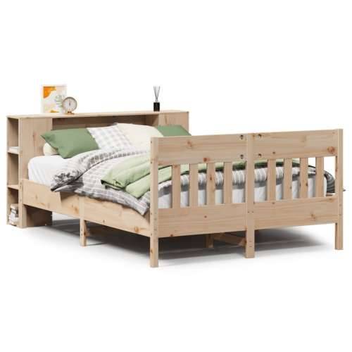Krevet s regalom za knjige bez madraca 135x190 cm od borovine - Prirodna 135 x 190 cm Cijena