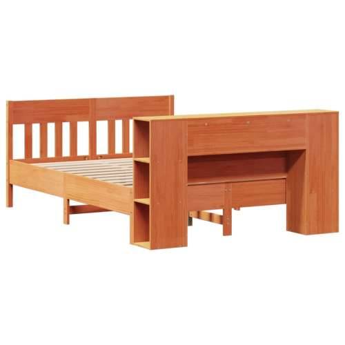 Krevet s regalom za knjige bez madraca 135 x 190 cm od borovine - Voštano smeđa 135 x 190 cm Cijena
