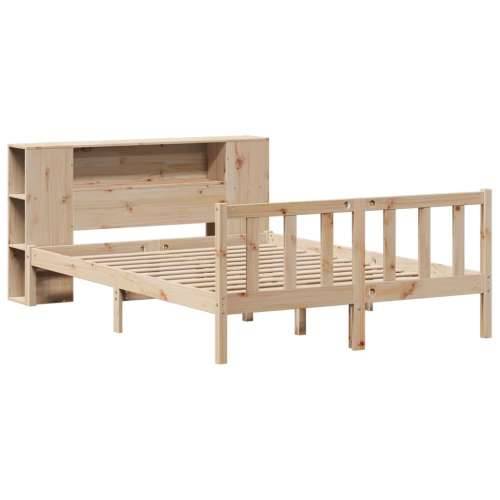 Krevet s regalom za knjige bez madraca 160x200 cm od borovine - Prirodna 160 x 200 cm Cijena