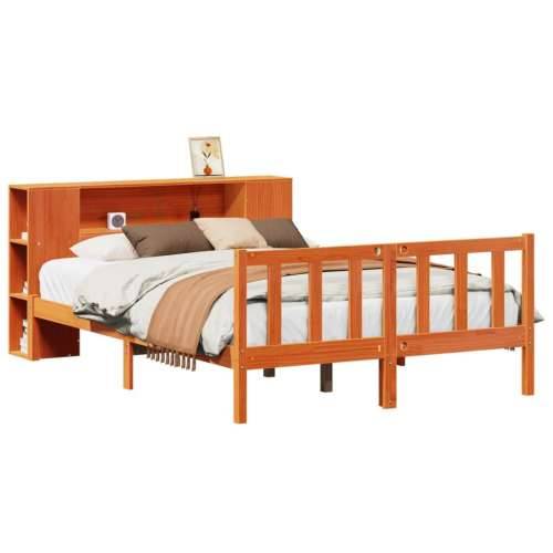 Krevet s regalom za knjige bez madraca 135 x 190 cm od borovine - Voštano smeđa 135 x 190 cm Cijena