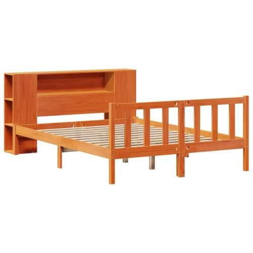 Krevet s regalom za knjige bez madraca 135 x 190 cm od borovine - Voštano smeđa 135 x 190 cm Cijena