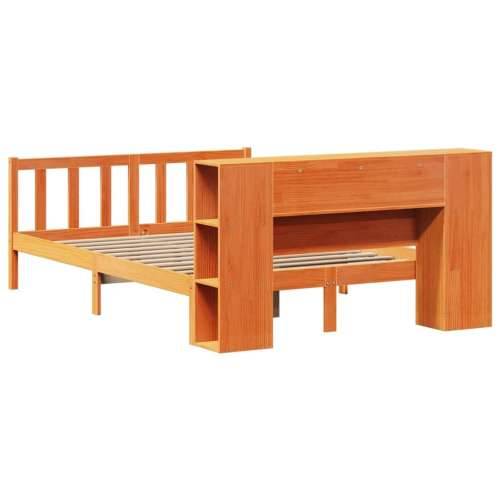 Krevet s regalom za knjige bez madraca 135 x 190 cm od borovine - Voštano smeđa 135 x 190 cm Cijena